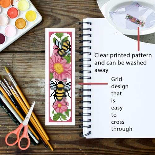 ORIGACH 6 Set Bees Cross Stitch Bookmark Kit for Beginner - Image 3