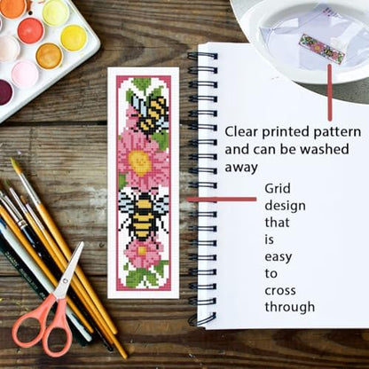 ORIGACH 6 Set Bees Cross Stitch Bookmark Kit for Beginner - Image 3