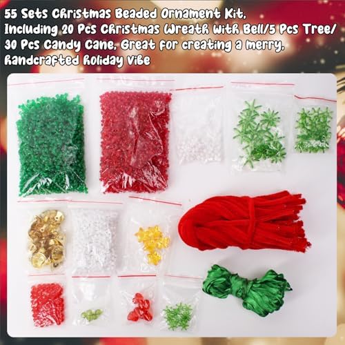 Christmas Crafts for Adults,55 Sets Christmas Beaded Ornament Kit - Image 4