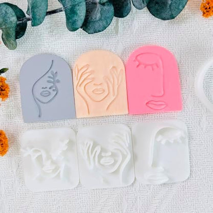 Polymer Clay Cutters Line Face Set – 6PCS Abstract Portrait Clay Cutters for Polymer Clay Jewelry, Clay Earring Cutters with Arch Shape and Face Texture Molds, Clay Tools for Artistic Earrings - Image 3