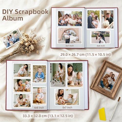 Popotop Photo Album Self Adhesive Scrapbook Album for 4x6 5x7 8x10 Pictures DIY Photo Book as Scrapbooking Supplies Kits, Birthday Gifts for Women Mom Wedding Baby Family Travel - Image 6