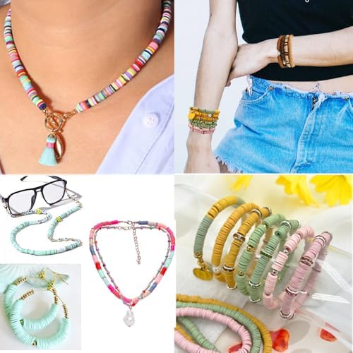 3600 PCS 10 Strands Polymer Clay Beads for Jewelry Making, Vinyl Heishi Beads 6mm for Surfer Bracelets Necklace Making (Pale Pink) - Image 4