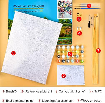 Paint by Numbers Flowers Framed, Abstract Paint by Number for Adults, Adult Paint by Number Kits on Canvas Drawing Paintwork with Paintbrushes, Easy Paint by Numbers for Kids Art Crafts 16"x20" - Image 5