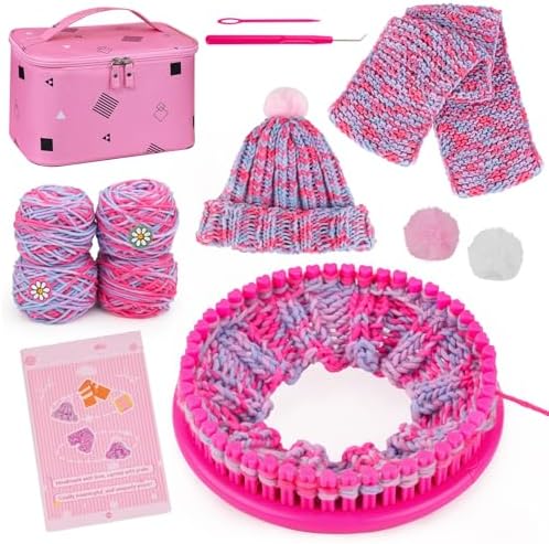 PREBOX Knitting Loom Kit for Kids and Beginners, Hat and Scarf, Rose by PREBOX