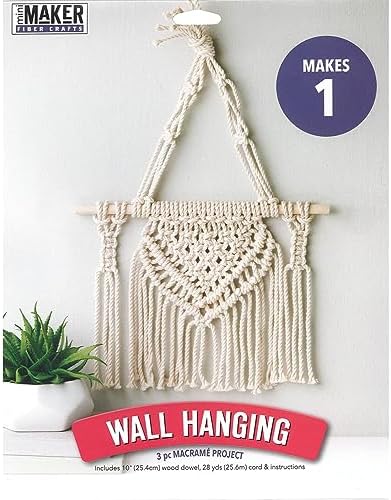Leisure Arts Macrame Kit Wall Hanging, Macrame Kits for Adults and Beginners, Wall Hanger Craft Kit, DIY Macrame Project Kit for Home or Room Decor by LeisureArtsInc