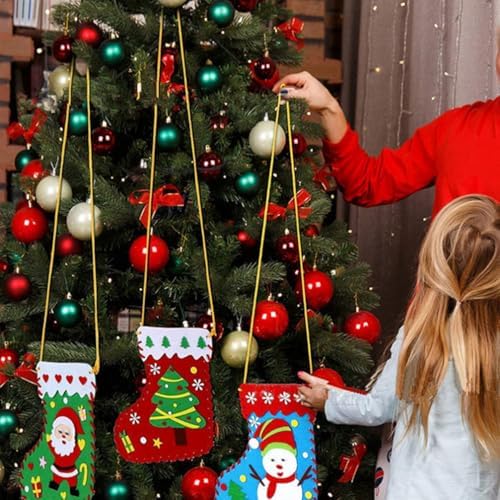 JOINPAYA 12PCS DIY Christmas Stocking Making Kits: Felt Santa Craft Applique Stocking Bag for Holiday DIY Arts and Crafts Felt Christmas Stocking Making Kits - Image 7