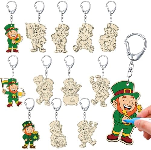 RattanView 24 Pcs St. Patrick's Day Craft Keychains DIY Keychain, 12 Styles by RattanView