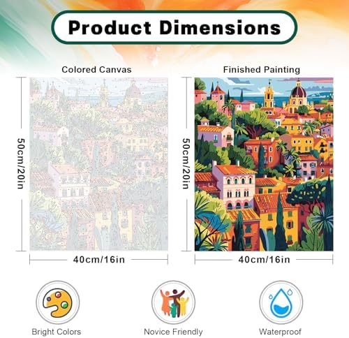 Possoco Paint by Numbers Kit for Adults Beginner, Europe Landscape Easy Adult Paint by Number Kits on Canvas, DIY Acrylic Watercolor Oil Paint by Number for Adults Teens for Home Decor 16x20 Inch - Image 3