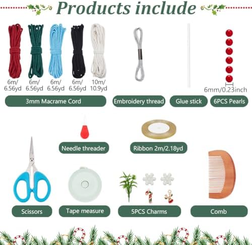 FREEBLOSS 4 Set Macrame Gnomes Kit Macrame Snowman DIY Macrame Christmas Tree Ornaments with Instruction Macrame Kits for Adults Beginners Macrame Decor for Christmas Macrame Craft Enthusiasts Gift - Image 2
