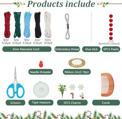 FREEBLOSS 4 Set Macrame Gnomes Kit Macrame Snowman DIY Macrame Christmas Tree Ornaments with Instruction Macrame Kits for Adults Beginners Macrame Decor for Christmas Macrame Craft Enthusiasts Gift - Image 2