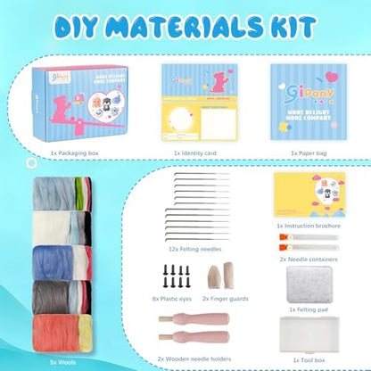 Gipony Needle Felting Kit,5Pieces Animal Making Wool Needle Felting Starter Kit with Instruction,Felting Kits for Beginners Adult,Needle Felting kit Beginner,Wool Felting kit, - Image 6