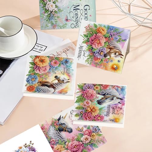 TDFERAN Diamond Painting Birthday Flower Bouquet Card 6 Set Colorful Flowers Card Handmade Art Work Crystal Puzzle Birthday Party Invitation Blank Cards Family Dinner Surprise Greeting Cards Birthday - Image 6