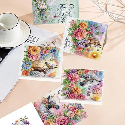 TDFERAN Diamond Painting Birthday Flower Bouquet Card 6 Set Colorful Flowers Card Handmade Art Work Crystal Puzzle Birthday Party Invitation Blank Cards Family Dinner Surprise Greeting Cards Birthday - Image 6
