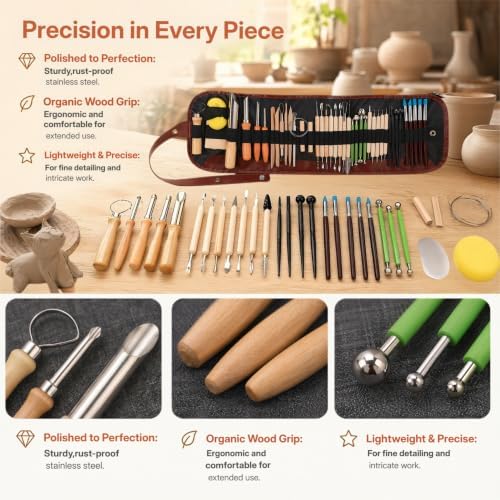 42 PCS Clay Tools Kit, Pottery Sculpting Tools for Carving, Molding, and Shaping Clay Crafts, Ideal for Beginners, Hobbyists, and Artists - Image 4