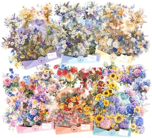 OKUPAN 120Pcs Flower Stickers for Scrapbooking Supplies, Transparent Scrapbook Stickers for Journaling, Card Making Supplies, Planner, DIY Craft, Wedding Invitations by DecorateYourWorld
