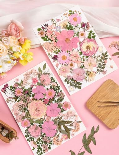 80pcs Pink Pressed Flowers Bulk, Romantic Dried Flower Leaves, Natural Pressed Dried Flowers with Tweezer for DIY Crafts Resin Mold Candles Cake Bridal Scrapbooking Supplies - Image 4