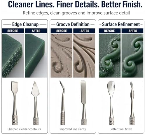 Wax Carvers Set Double Ended Dental Wax Modeling Sculpting Tools Dental Picks Polymer Pottery Clay Carving Tool Stainless Steel 12 Pieces - Image 4