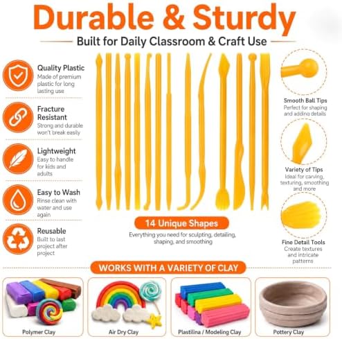 Ferrochef 10 Set 140 Pcs Clay Tools, Plastic Sculpting Tools, Classic Style - Image 4