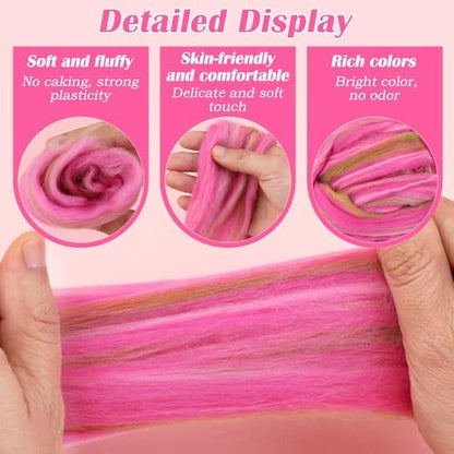 7.02 oz Colored Wool Roving Felting Wool Bulk Needle Felting - Image 6