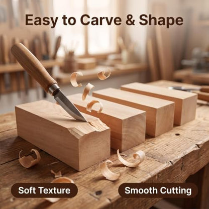 4Pcs Unfinished Basswood Blocks-2x2x6 Inch Rectangular Linden Wood Blocks for DIY Carving,Whittling Blocks,DIY Crafts,Natural untreated Wood Pieces (2×2×6in, 4PC) - Image 5