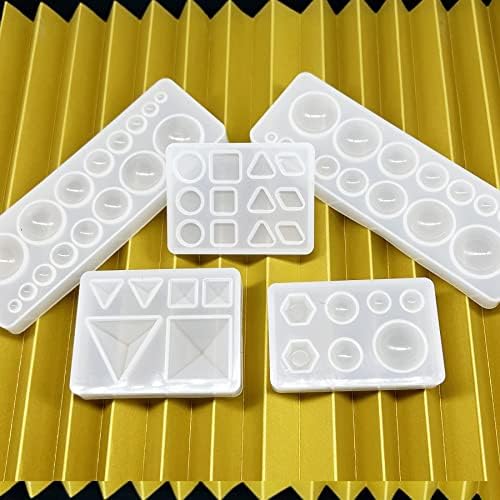 Yayatty Geometry Silicone Molds for Resin Casting, Cabochon Gem Silicone Molds Triangle Hexagon Mould for Resin Epoxy for Earring Pendant Necklace Jewelry Making - Image 3