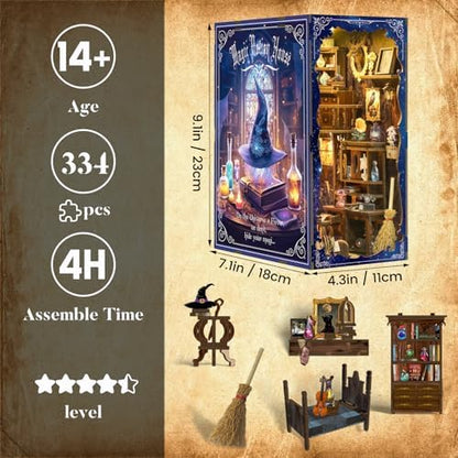 DIY Book Nook Kit for Adults,Magic Potion House,3D Miniature Dollhouse Kit with LED,Miniature House Craft Gifts for Family,man,Friends and Book Lovers - Image 2