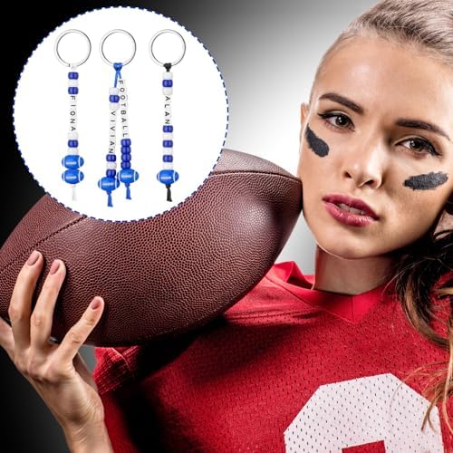 Landical 564 Pcs Football Keychain Making Kit DIY Name Bead Craft Blue - Image 6