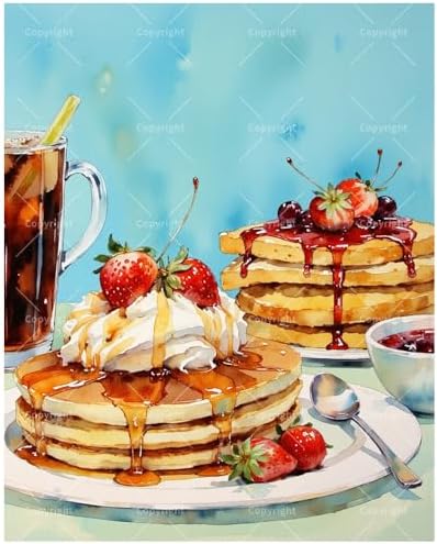 TAOPAOLAB Tasty Dessert Paint by Numbers Kit for Adults - DIY Honey Drizzle Pancake Painting on Canvas 16x20 Inches, Acrylic Paint Set, Suitable for Beginners, Art for Home Decoration or Gifts by Unknown
