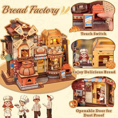 3D Wooden Puzzle for Adults, 576 Pcs Kinetic Mechanical Model Bread Factory - Image 4