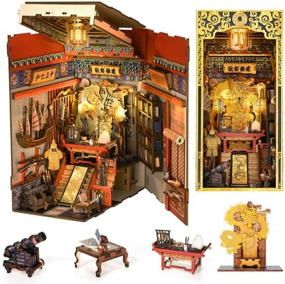 MiniCity Emperor's Study Book Nook Kit, 3D Wooden Bookshelf Puzzle with LED by MiniCity