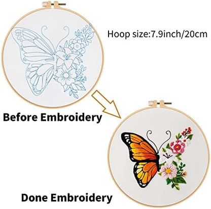 Louise Maelys Floral Butterfly Embroidery Kit for Beginners Nature Craft - Image 4