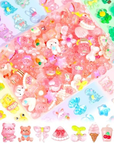 FIVEIZERO 100PCS Cute Slime Charms, Kawaii Flatback Resin Charms by FIVEIZERO