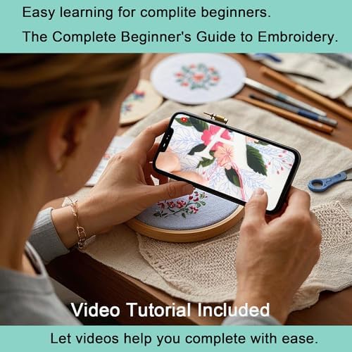 Harimau Letter A Pattern Embroidery Kit for Adult Beginners, Complete Starter Pack with 1 Hoop, Needles, Instruction Guide & Embroidery Stitch Video Tutorials - Image 4