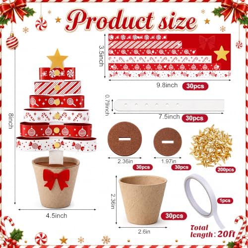 30 Sets Christmas Tree Pot Craft Kit, Standing Paper Xmas Tree DIY Bulk - Image 2