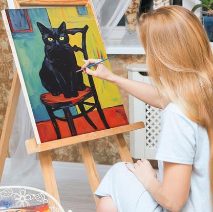 Bowetile Framed Paint by Numbers Kit for Adults Beginner, Black Cat Adults' Paint-by-Number Kits on Canvas, Easy Acrylic Number Painting Kits Home Wall Decor Birthday Gifts, 8x12 in - Image 3