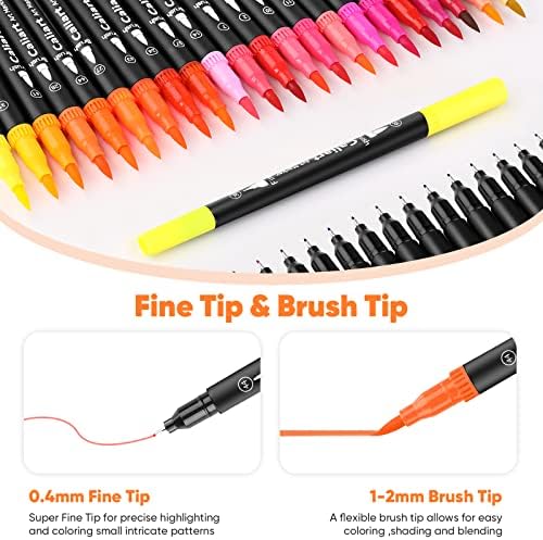 Caliart 72 Colors Double Tip Brush Pen Art Markers for Adult Coloring Books - Image 4