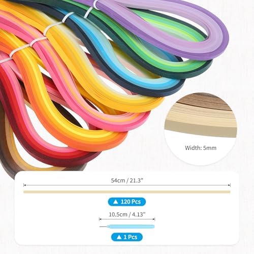 MECCANIXITY Paper Quilling Kit, 21.3 Inch 5mm Paper Quilling Strips with Blue Pen for Beginners DIY Hand Crafts Teaching Tools Flower Decoration(Brown, Pack of 120) - Image 2