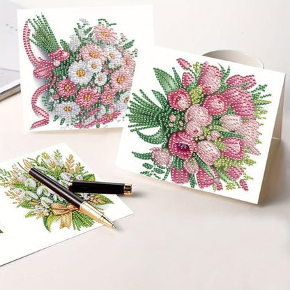 6pcs Diamond Art Painting Greeting Card Kit, DIY flowers Diamond Art Greeting Cards for Blessings and Wishes Special Shaped Diamond Greeting Card Arts Crafts for Christmas Birthday Thanksgiving Day - Image 6