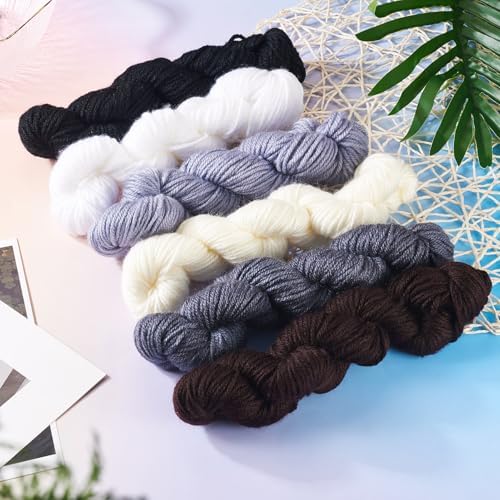 Cheriswelry 6 Skeins Black White Grey Acrylic Fiber Yarn Craft Sewing Cord Threads for Weaving Soft String for Knitting 2.2mm Skeins Yarn kit for Crochet Beginners Adults - Image 6