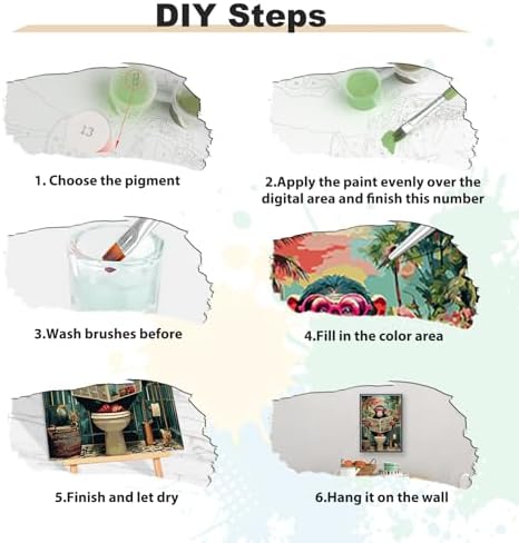 EOBROMD Framed Paint by Numbers Kits for Adults with Wooden Easel, Funny Monkey DIY Kits Crafts for Beginner on Stretched Canvas, 3 Brushes and Acrylic Paint for Home Decor 10x14 Inch - Image 5