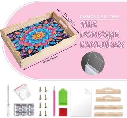 DOTSOPS Mandala Diamond Painting Wooden Serving Tray with Handle for Adults - Image 2