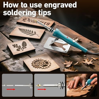 Wood Burning Tool,60W Soldering Iron with 33pcs Interchangeable Tips, 36-in-1 Adjustable Temperature, Stand,Pump,Soldering Wood Burning Kit - Image 4
