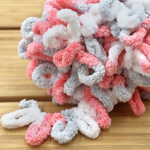 JubileeYarn Fun Finger Loops Yarn - Red Grey White - 1 Skein - Image 3