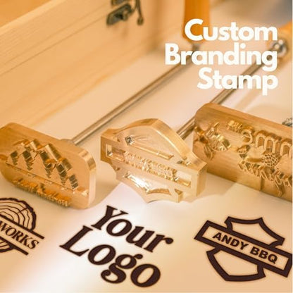 Custom Branding Iron for Wood, Food & Leather | Personalized Wood Branding Iron for Logo, Name, & Patterns | Leather Stamping Kit for Logo Making (3" X 3" Stamp Head) - Image 2