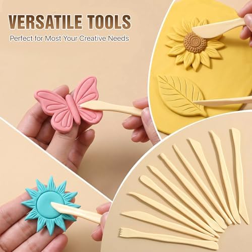Lainballow 100 Pcs Clay Tools Kit, Plastic Pottery Tools, Clay Sculpting Tools, Double Ended Clay Carving Tools, Modeling Clay Tools Bulk for Carving Shaping Embossing for Beginners Hobbyists Artists - Image 4