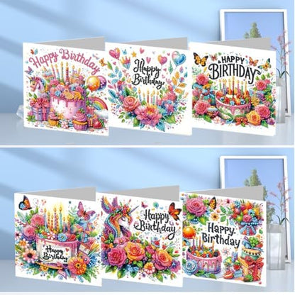 6PCS Diamond Art Painting Greeting Cards Kit, Birthday Themed DIY Card Making Set with Crystals and Envelopes, Creative Craft for Adults, Fun Party Activity and Personalized Gift - Image 5