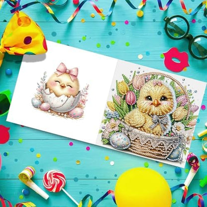 DIZAKIM 6-Piece Christmas-Themed Diamond Painting Greeting Cards Christmas Eve DIY Craft Kit Birthday Gift (Easter) - Image 4