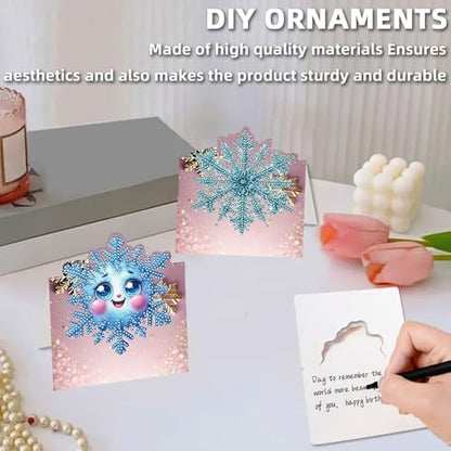 jinglinhh 8pcs Diamond Art Painting Winter Snowflake Greeting Cards with Envelopes, DIY Card Making Kits for Adults, Diamond Art Postcards Christmas Cards Craft Gifts - Image 7