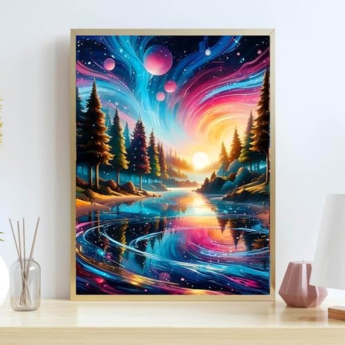 Lzyueyuan Landscape Stamped Cross Stitch Kits for Beginners,Needlepoint Counted Cross Stitch Kits for Adults,Easy Prestamped Pattern Needlepoint Kit Crafts for Home Decor Gifts11.8X15.7in - Image 3
