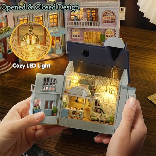 DIY Miniature House Kit with Furniture, Opened & Closed Mini Dollhouse - Image 2